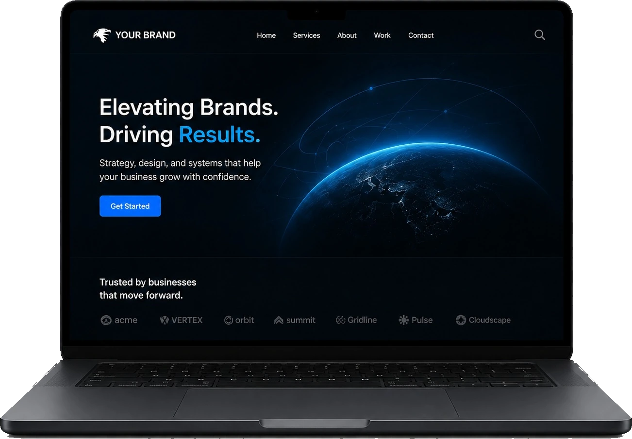 Website and control panel product image showing a website build and private dashboard system